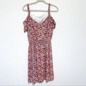 Gianni Bini Red Floral Cold Shoulder Dress Size M
